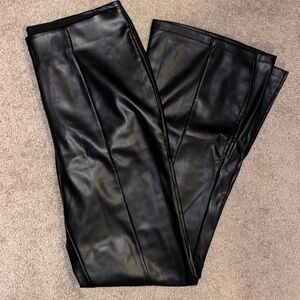 SO Black High Rise Faux Leather Flare Pants
